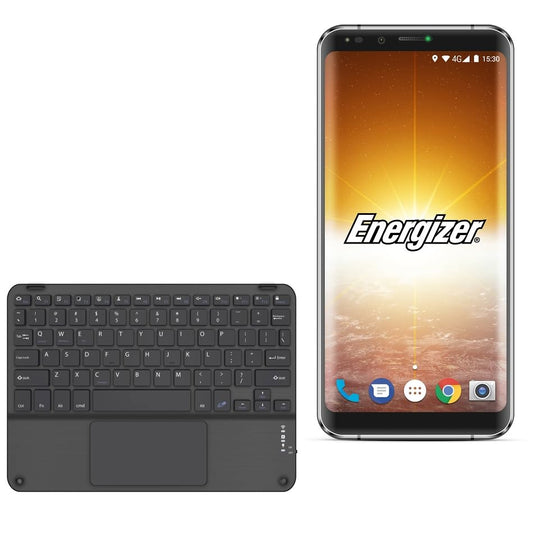 BoxWave Keyboard Compatible with Energizer Power Max P600S - SlimKeys Bluetooth Keyboard with Trackpad, Portable Slim TouchPad - Jet Black