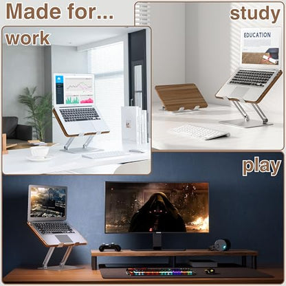 AVARO Adjustable Laptop Stand – Ergonomic Laptop Stand with Customizable Height & Angle, Robust Design Laptop Riser for Desk, Portable, Foldable & Durable Computer Stand for Home or Office Use
