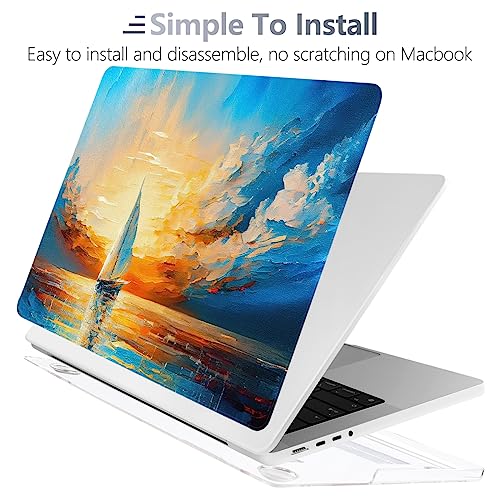 Batianda AstroGrid Case for MacBook Pro 14 Inch 2026-2021, Sunset Sail | Fits M5/M4/M3/M2/M1 Pro Max Model, with Sailboat Sunset Design, Slim Hard Shell For Artists, Beach Lovers and Travelers - color: Sail