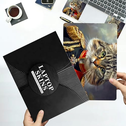 Universal Laptop Skin Sticker with 2 Wrist Pad Decals, 3-Piece Removable Vinyl Laptop Cover, Officer Cat Waterproof Anti-Scratch, Easy-Trim Fit for 13.3" 14" 15.6" Laptops - color: Officer Cat