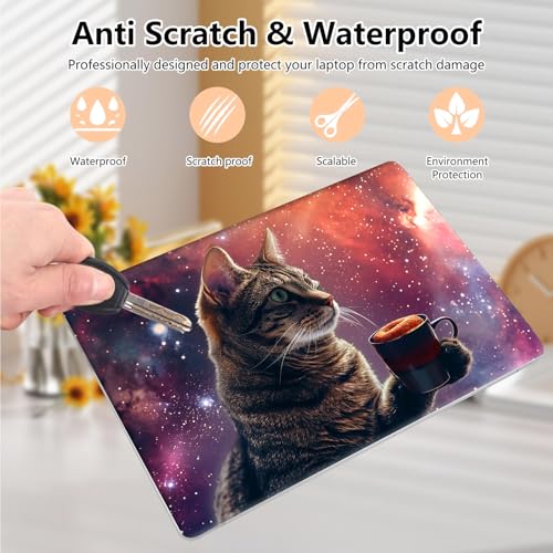 Laptop Skin Sticker Decal 15.6 Inch,12 13 13.3 14 15 15.6 in Laptop Netbook Skins for Notebook,Art Decal Removable Waterproof Scratch Resistant,Universal Vinyl Cover,Cat Coffee Galaxy - color: Cat Coffee Galaxy