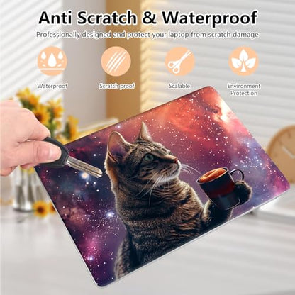 Laptop Skin Sticker Decal 15.6 Inch,12 13 13.3 14 15 15.6 in Laptop Netbook Skins for Notebook,Art Decal Removable Waterproof Scratch Resistant,Universal Vinyl Cover,Cat Coffee Galaxy - color: Cat Coffee Galaxy