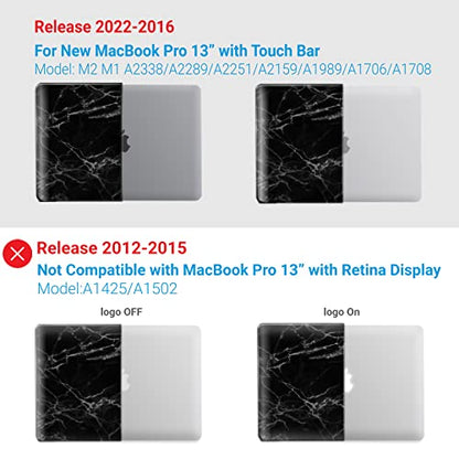 IBENZER Compatible with MacBook Pro 13 Inch Case M2 M1 2026 2025 2024 2023 2022 A2338 A2289 A2251 A2159 A1989 A1706 A1708, Hard Shell Case & Keyboard Cover for Mac Pro 13, Black Marble, T13BKMB+1 - color: #REF!