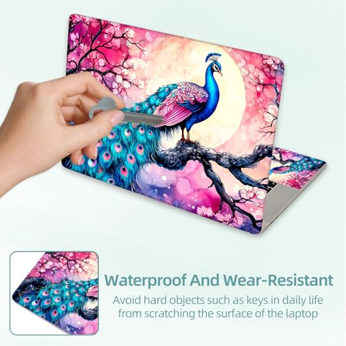 Universal Laptop Skin Decal, 3-Piece Vinyl Protector for 12 13 14 15.6" Notebook, Waterproof Anti-Scratch, Easy Trim & Bubble-Free Finish, Peacock Perched on Tree - color: Peacock Perched on Tree