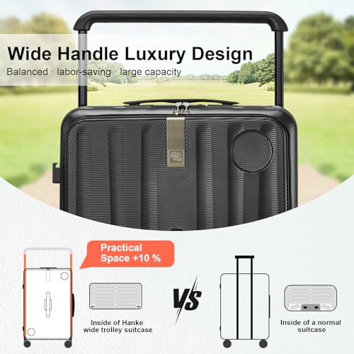 Hanke Multifunctional 26 Inch Hard Shell Suitcases with Wheels Travel Approved Luggage Large Rolling Suitcase Checked Luggage for Women Men(Jet Black) - color: Jet Black, size: Multifunctional Checked 26 Inch