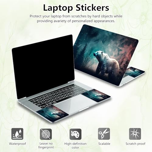Laptop Skin Sticker Decal, Universal Reusable Vinyl Laptop Cover for 12" 13" 13.3" 14" 15" 15.4" 15.6" Notebook PC, Waterproof Scratch-Resistant with 2 Wrist Pads, Easy to Apply & Remove,Brown Bears - color: Brown Bears
