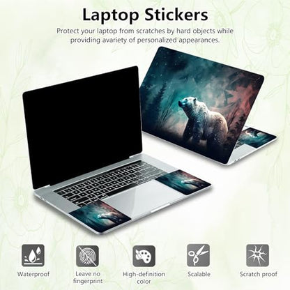 Laptop Skin Sticker Decal, Universal Reusable Vinyl Laptop Cover for 12" 13" 13.3" 14" 15" 15.4" 15.6" Notebook PC, Waterproof Scratch-Resistant with 2 Wrist Pads, Easy to Apply & Remove,Brown Bears - color: Brown Bears