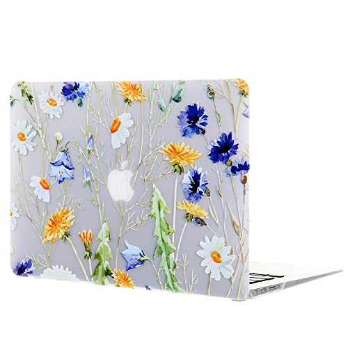 Case for MacBook Air 13 inch A1466 A1369 2010-2017 Release, 5 in 1 Matte Clear Hard Shell&Keyboard Cover&Screen Protector&Webcam Cover Compatible with Older Version Mac Air 13.3 inch - Floral - color: Z Blue Yellow