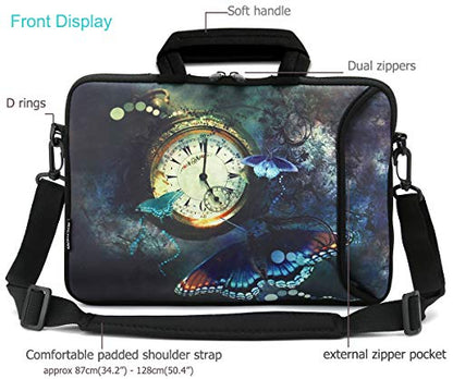 10 inch Messenger Bag Carrying Case Sleeve with Handle Accessory Pocket Fits 7 to 10-Inch Laptops/Notebook/Kids tablet (7-10.2 inch, Clock & Butterfly) - color: Clock & Butterfly, size: 7-10.2 inch