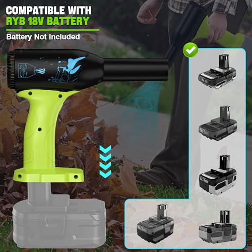 Jet Dry Blower 500W, 400G Wind Speed Compressed Air Duster, 3 Gear Adjustable, Compatible with Ryobi 18V Battery, Cordless Mini Jet Fan for Car Drying, Keyboard & Electronics Cleaning - size: 500W for Ryo*bi 18V