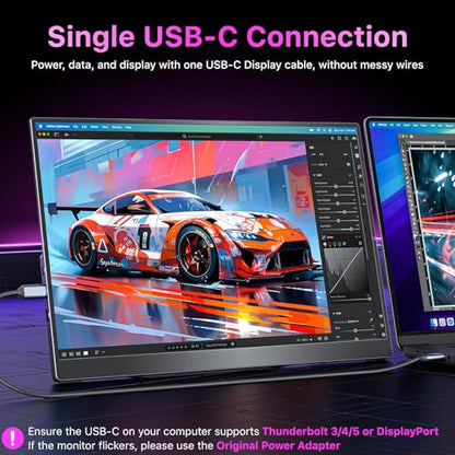 kksmart Portable Monitor for Laptop MacBook Surface PC Xbox PS5, Travel Monitor Second Screen for Laptop, HDMI USB-C VESA Compatible Built-in Speaker, 16 - size: 16