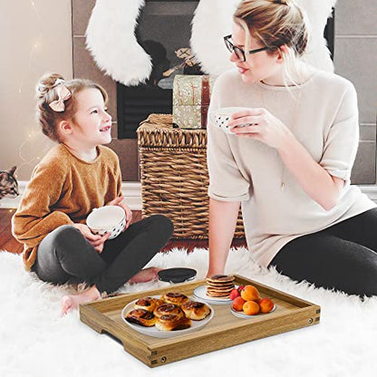 VaeFae Acacia Bed Table Tray, Wooden Breakfast Tray with Folding Legs, Bed Tray for Eating and Laptop, Eating Trays for Bedroom - size: Medium