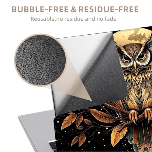 Universal Laptop Skin Sticker for 12/13/14/15.6 Inch Laptops, Reusable Vinyl Laptop Decal Cover, Waterproof Scratch Resistant Notebook Skin with 2 Wrist Pads,Nighttime Owl - color: Nighttime Owl