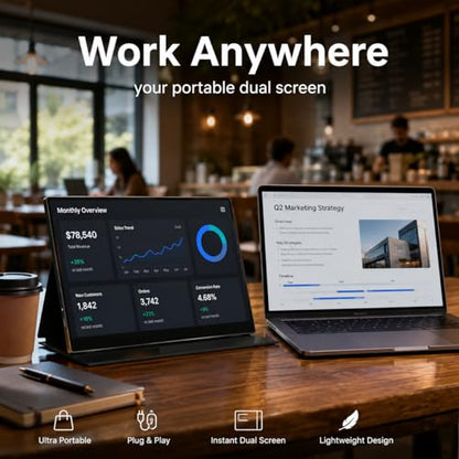 2.5K Portable Monitor, 15.6 inch 2560x1600 QHD External Monitor 100% sRGB Eye Care USB-C HDMI Second Screen for Laptop Mac Phone PS4/5 Xbox Switch