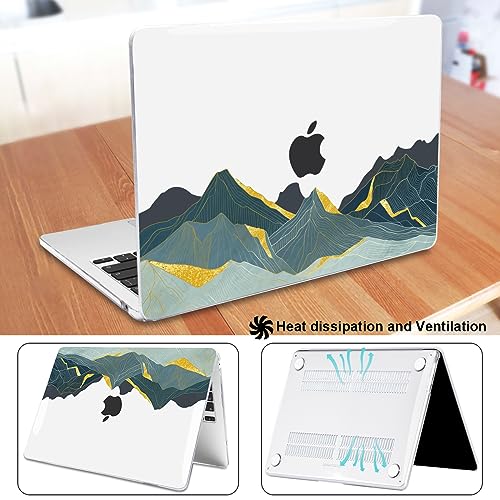 for 2022 2023 2024 2025 2026 MacBook Air 13 inch Case M5 A3449 M4 A3240 M3 A3113 M2 A2681, Crystal Plastic Hard Shell Case Keyboard Cover for Mac Air 13.6 M5 2026 Chip, Circling Mountain - color: Circling Mountain