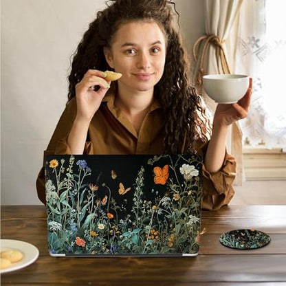 Laptop Skin Sticker Decal 15.6 Inch,12 13 13.3 14 15 15.6 in Laptop Netbook Skins for Notebook,Art Decal Removable Waterproof Scratch Resistant,Universal Vinyl Cover,Floral Plant Butterfly - color: Floral Plant Butterfly