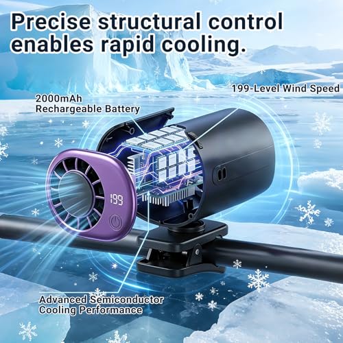 2026 Personal Portable Car Clip-On Air Conditioner Fan with 360° Rotation 199 Speeds Adjustable USB Rechargeable LED Display for Office Car Outdoor Beach (Pink) - color: Pink
