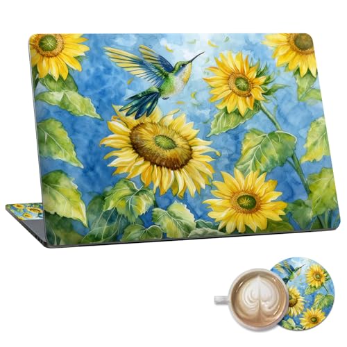 Laptop Skin Sticker Decal 15.6 Inch,12 13 13.3 14 15 15.6 in Laptop Netbook Skins for Notebook,Art Decal Removable Waterproof Scratch Resistant,Universal Vinyl Cover,Bird Sunflower Watercolor - color: Bird Sunflower Watercolor