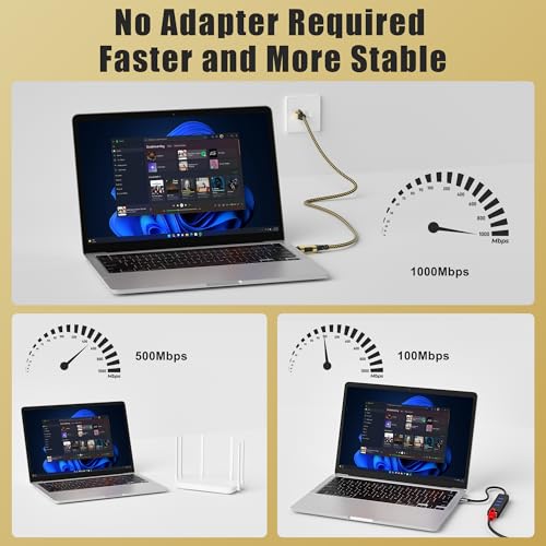 USB to Ethernet Cable 50 FT, USB-A 3.0 to RJ45 Cable, FTP, 1Gbps High-Speed-Shielded LAN Network Cable, Directly Connected, Compatible with Laptop, PC, MacBook, Switch, Windows, macOS, Linux - size: 50FT