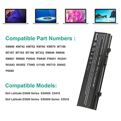 Fancy Buying Laptop Battery for Dell Latitude E5400 E5410 E5500 E5510 KM742 KM769 RM656 T749D - size: 7.28*2.72*0.94inch E5400
