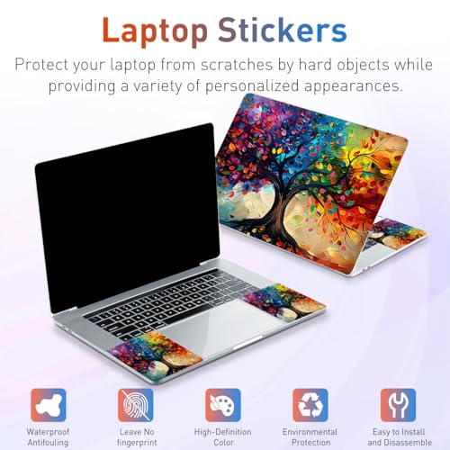 12.1-15.6 Inch Laptop Skin Decal, Universal Reusable Vinyl Laptop Cover Sticker, Waterproof Art Decal Protector in Colorful Tree - color: Colorful Tree