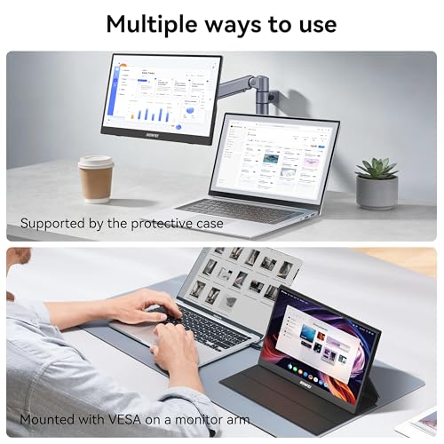 BENFEI Portable Monitor 15.6'', FHD 1080P HDMI USB-C Gaming Display, Ultra-Slim IPS HDR Screen w/Smart Cover & Speakers, Plug & Play External Monitor for Laptop PC Phones Tablet PS5/4 Xbox Switch