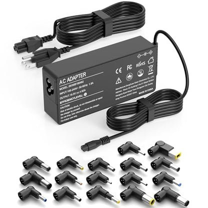 90W Universal Laptop Charger AC Adapter | Compatible with HP Lenovo Dell Acer Asus IBM Sony Gateway Fujitsu notebooks & Chromebooks. Includes 17 tips.