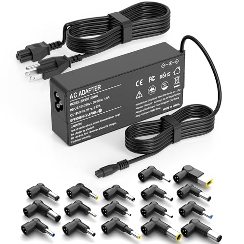 90W Universal Laptop Charger AC Adapter | Compatible with HP Lenovo Dell Acer Asus IBM Sony Gateway Fujitsu notebooks & Chromebooks. Includes 17 tips.