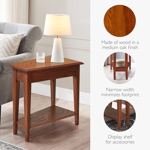 Leick Home 9035-MED Recliner Wedge Table with Shelf, Medium oak, 24 in x 15 in x 24 in - color: Medium Oak
