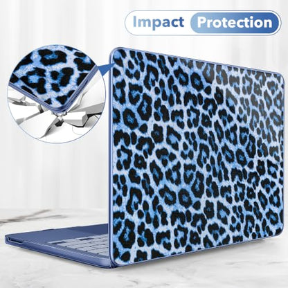 May Chen Compatible with MacBook Neo 13 inch Case 2026 Model A3404, Plastic Hard Shell,Keyboard Cover,Screen Protector,Dust Plug, for MacBook Neo 13" with A18 Pro Chip, Deep Blue Leopard - color: Deep blue Leopard
