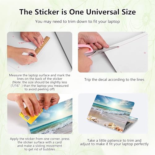 Laptop Skin Sticker Decal, Universal Reusable Vinyl Laptop Cover for 12" 13" 13.3" 14" 15" 15.4" 15.6" Notebook PC, Reusable Waterproof Scratch-Resistant with 2 Wrist Pads,Starfish Beach - color: Starfish Beach