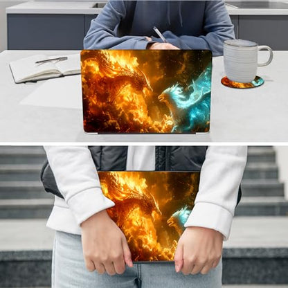 Laptop Skin Sticker Decal 12"-15.6" Universal Laptop/Notebook/Netbook Vinyl - Waterproof Scratch Resistant,Fits HP Dell Lenovo MacBook,2 Free Wrist Pads,Easy Apply & Remove,Blue Fire Dragon - color: Blue Fire Dragon