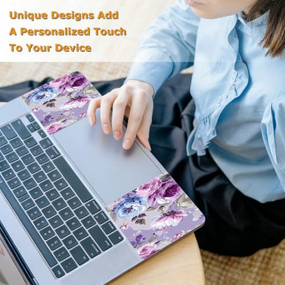 Universal Laptop Skin Sticker with 2 Wrist Pad Decals, 3-Piece Removable Vinyl Laptop Cover, Beauty Flowers Waterproof Anti-Scratch, Easy-Trim Fit for 13.3" 14" 15.6" Laptops - color: Beauty Flowers