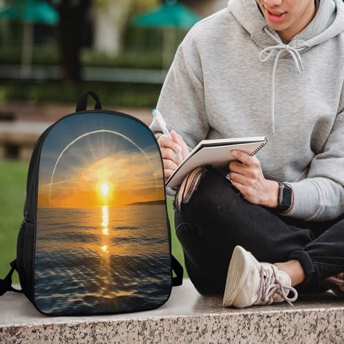 17 Inch Sunrise Horizon Laptop Backpack for Men Women Waterproof Lightweight Travel Backpack Commuter Bag Large Capacity Casual Daypack for Business Trip & Outdoor
