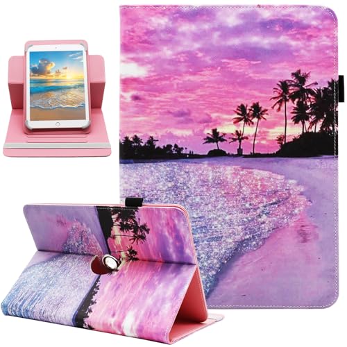 Universal 10 10.1 Inch Android Tablet Case, Dluggs 360 Degree Rotating Multi-Angle Viewing Stand Universal Case Cover for 10 10.1 and All 9.5-10.5 Inch Tablet, Dusk Beach - color: 02 Dusk Beach