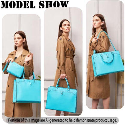 YZAOLL 15.6 Inch Laptop Bag for Women Work Tote Briefcase for Teacher Purse - color: C-jblue