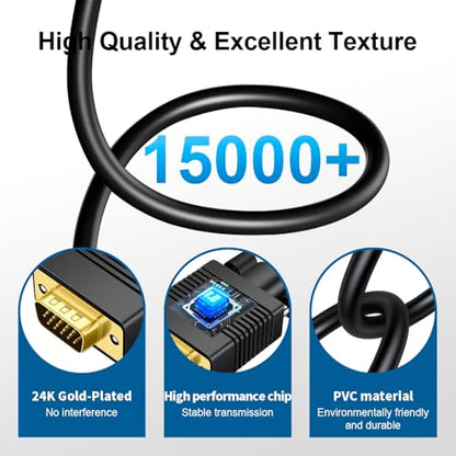 VGA (Sources) to HDMI(Display) Cable 40ft with Audio, VGA Male to HDMI Adapter Cable Compatible Well Witch Computer/Projector/Laptop to Monitor/TV. - size: 40ft