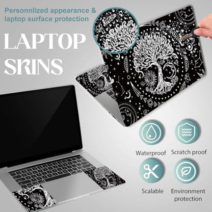 SUPERDANT Laptop Skin Sticker Tree of Life Laptop Decals Personalized Universal Notebook Computer Wrap Vinyl Skin Stickers Cover Art Decal Removable 12-15.6 Inch Waterproof Scratch-Resistant Gifts - style: Sun Moon Tree of Life