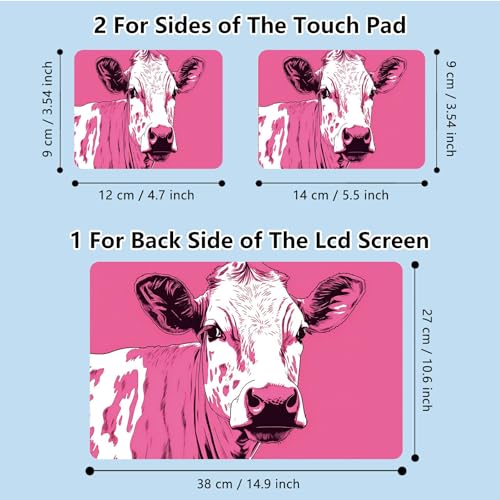Universal Laptop Skin Sticker with 2 Wrist Pad Skins, Waterproof Scratch Resistant Vinyl Laptop Cover Decal, Cut to Fit for 11–15.6 Inch MacBook HP Dell Lenovo, Pink Cow - color: Pink Cow