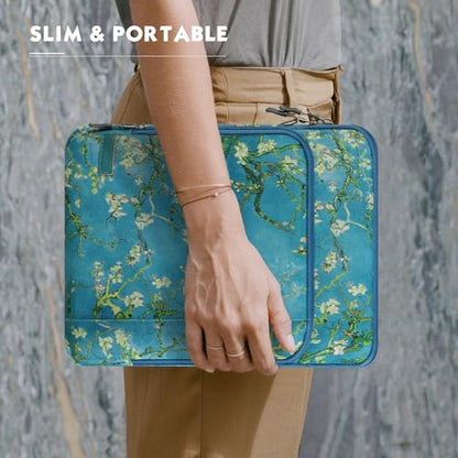 MoKo 13.3-14 Inch Laptop Sleeve Bag Carrying Case with Accessory Pocket | Fits MacBook Pro 14-inch M3/M2, MacBook Pro 13-inch M2/M1, MacBook Air 13.6-inch M2 and Surface Pro 9/8, Apricot Flower - color: Apricot Flower, size: 13.3-14 Inch
