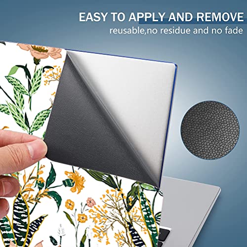 Laptop Skin Sticker,13.3 14 15 15.4 15.6 inch Laptop Skins,Universal Vinyl Decal,Dustproof Scratch Resistant Reusable Cover Protector with Free 2 Wrist Pads (Flower in White Background) - color: Flower in White Background