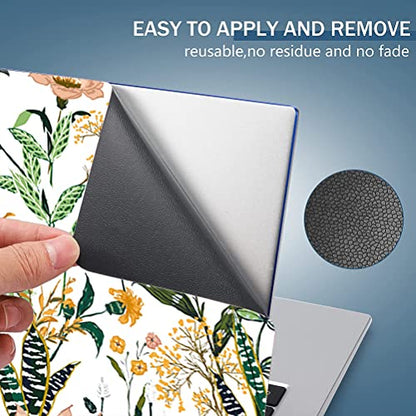 Laptop Skin Sticker,13.3 14 15 15.4 15.6 inch Laptop Skins,Universal Vinyl Decal,Dustproof Scratch Resistant Reusable Cover Protector with Free 2 Wrist Pads (Flower in White Background) - color: Flower in White Background