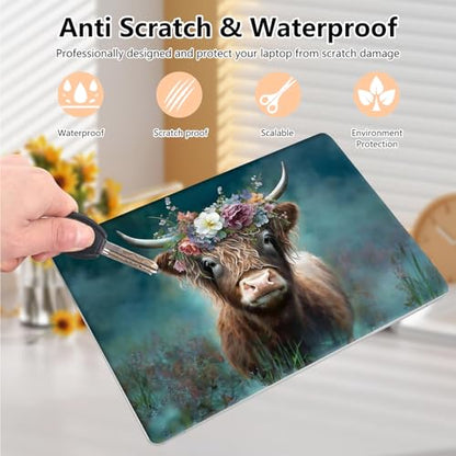Laptop Skin Sticker Decal 15.6 Inch,12 13 13.3 14 15 15.6 in Laptop Netbook Skins for Notebook,Art Decal Removable Waterproof Scratch Resistant,Universal Vinyl Cover,Cute Highland Cow - color: Cute Highland Cow