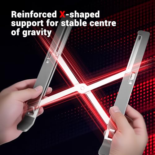 Laptop Stand for Desk, 6-Angle Adjustable Ergonomic Laptop Riser, Foldable Aluminum Portable, Cooling Desktop Notebook Computer Holder Compatible with 10-15.6” MacBook, Dell, HP, iPad, Silver