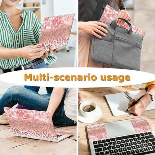 Universal Laptop Skin Sticker with 2 Wrist Pad Decals, 3-Piece Removable Vinyl Laptop Cover, Leopards Pink Waterproof Anti-Scratch, Easy-Trim Fit for 13.3" 14" 15.6" Laptops - color: Leopards Pink