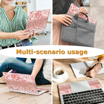 Universal Laptop Skin Sticker with 2 Wrist Pad Decals, 3-Piece Removable Vinyl Laptop Cover, Leopards Pink Waterproof Anti-Scratch, Easy-Trim Fit for 13.3" 14" 15.6" Laptops - color: Leopards Pink