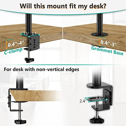 WALI Single Monitor Stand Desk Mount, Tall Monitor Stand Fully Adjustable with 39” Height Pole, Articulating Arm for Computer Screen up to 38 inch, 22lbs (M001XXL), Black - size: 13"-38", style: Single