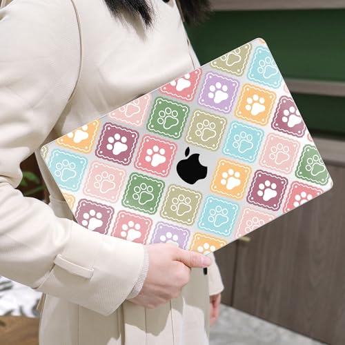 MEEgoodo Case for M5/M4/M3/M2 MacBook Air 13 inch Case 2026 2025 2024 2022, Fit Model A3449/A3240/A3113/A2681, Laptop Hard Shell Compatible with MacBook Air 13.6-inch, Dog Paw & Checked - color: Dog Paw & Checked