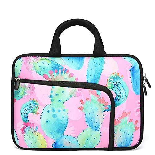 11 11.6 12 12.1 12.5 inches Laptop Sleeve Chromebook Case Ultrabook Case Notebook Sleeve PC Messenger Bag Tablet Case Neoprene Handle Sleeve for Men Women, Two Pockets(Colorful Cactus) - color: Colorful Cactus, size: For 11" 11.6" 12" 12.1" 12.5 Inch
