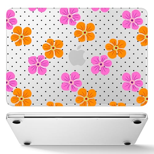 May Chen for MacBook Neo Case 13 inch 2026 | 100% Match Official Color | Pattern Printing, Anti-Crack & Scratch & Fingerprint | Protective Hard Shell Cases Model A3404 - Polka dots Abstract Flowers - color: Polka dots abstract flowers